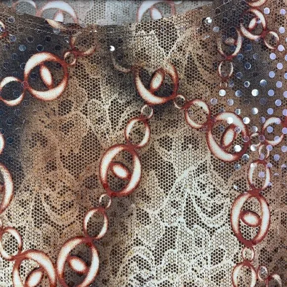 Vintage Chicos Blouse Size 3 Large Chicos BlouseShimmer Rusty Brown Red Cream - Picture 6 of 16